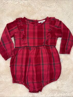 Ruffle Butts Red Plaid Bubble Romper